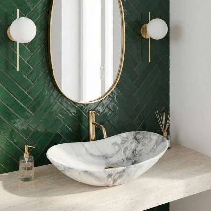 REA-U8596 - ROYAL Countertop Washbasin 36x62,5 cm ceramic/white/grey/stone effect