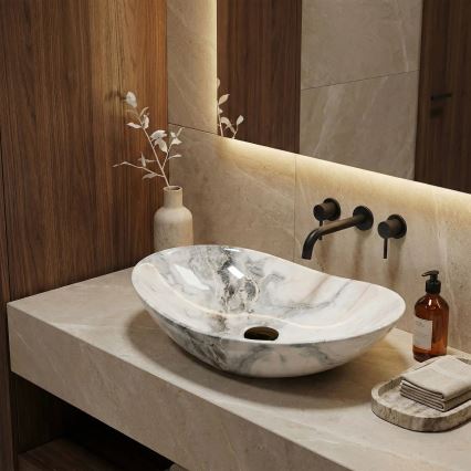 REA-U8596 - ROYAL Countertop Washbasin 36x62,5 cm ceramic/white/grey/stone effect