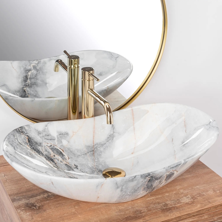 REA-U8596 - ROYAL Countertop Washbasin 36x62,5 cm ceramic/white/grey/stone effect