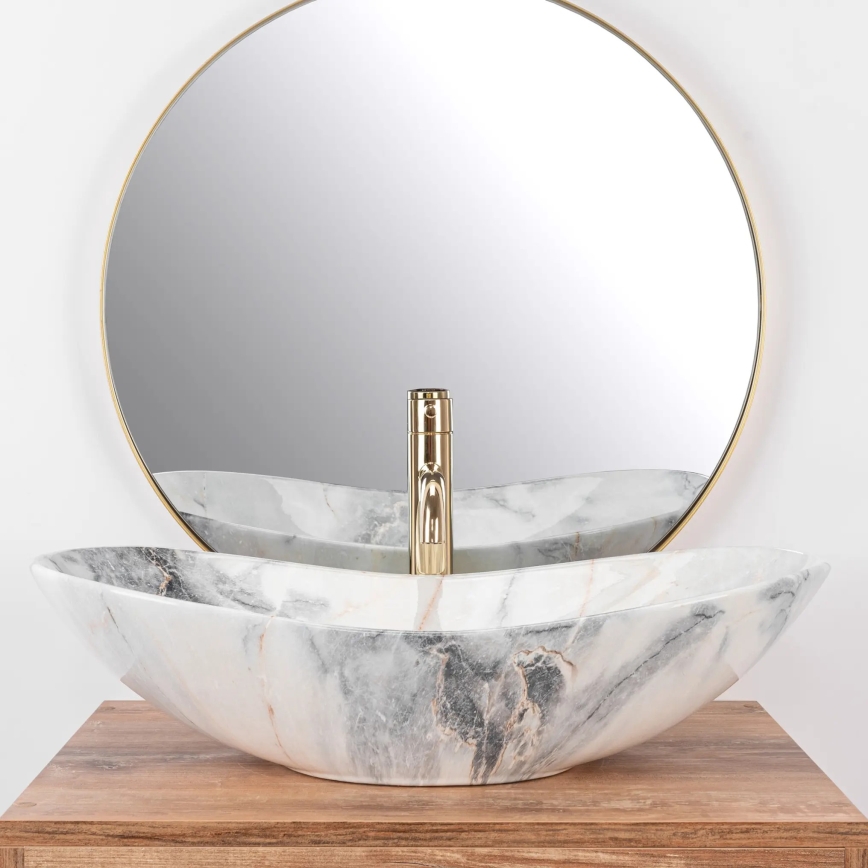 REA-U8596 - ROYAL Countertop Washbasin 36x62,5 cm ceramic/white/grey/stone effect