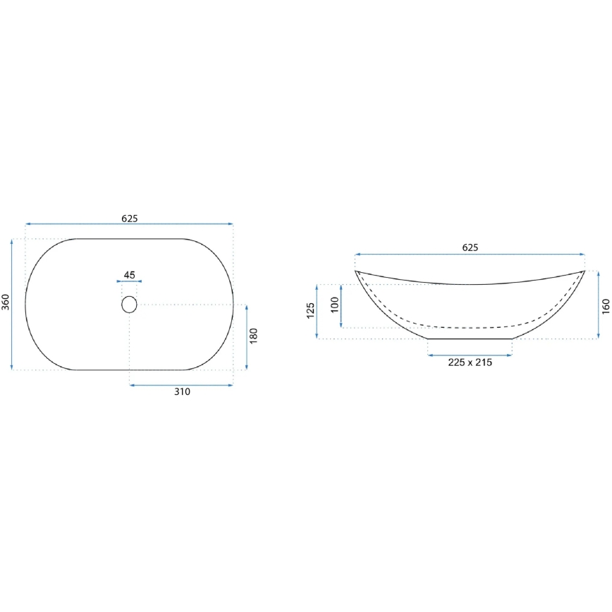 REA-U8596 - ROYAL Countertop Washbasin 36x62,5 cm ceramic/white/grey/stone effect