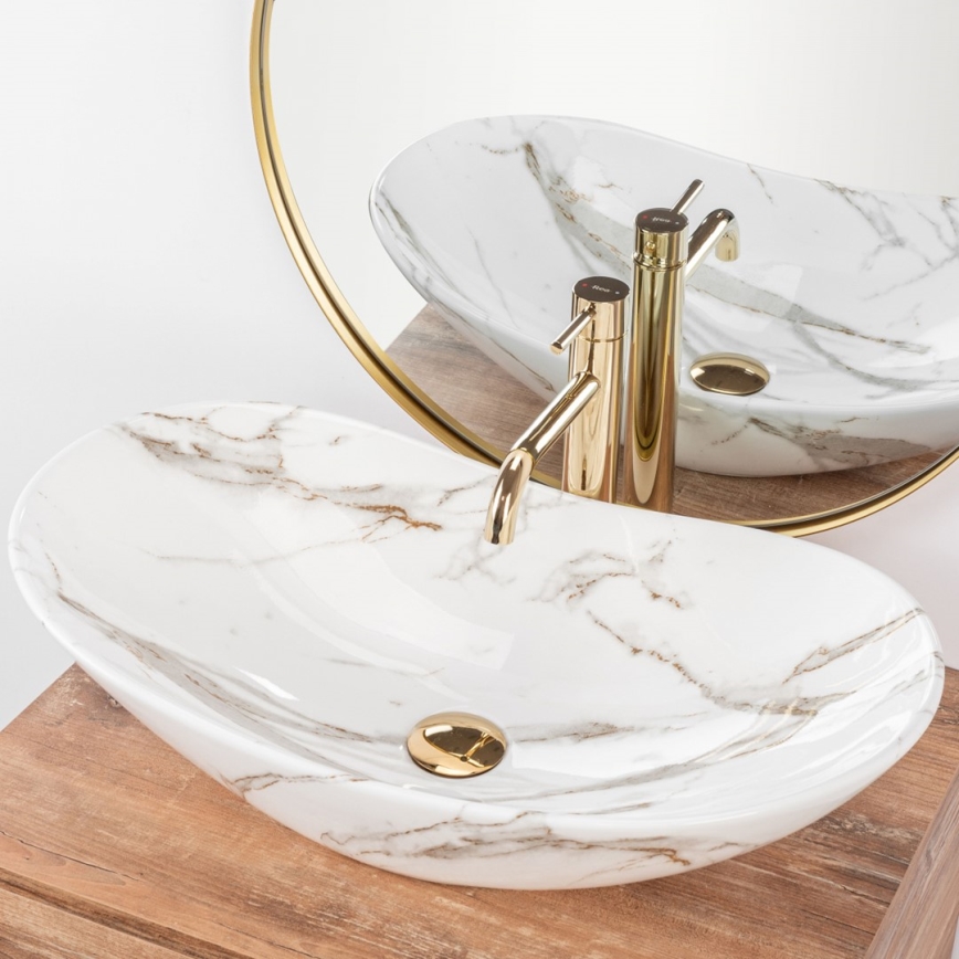 REA-U8597 - ROYAL Countertop Washbasin 36x62 cm, Ceramic / Marble Effect