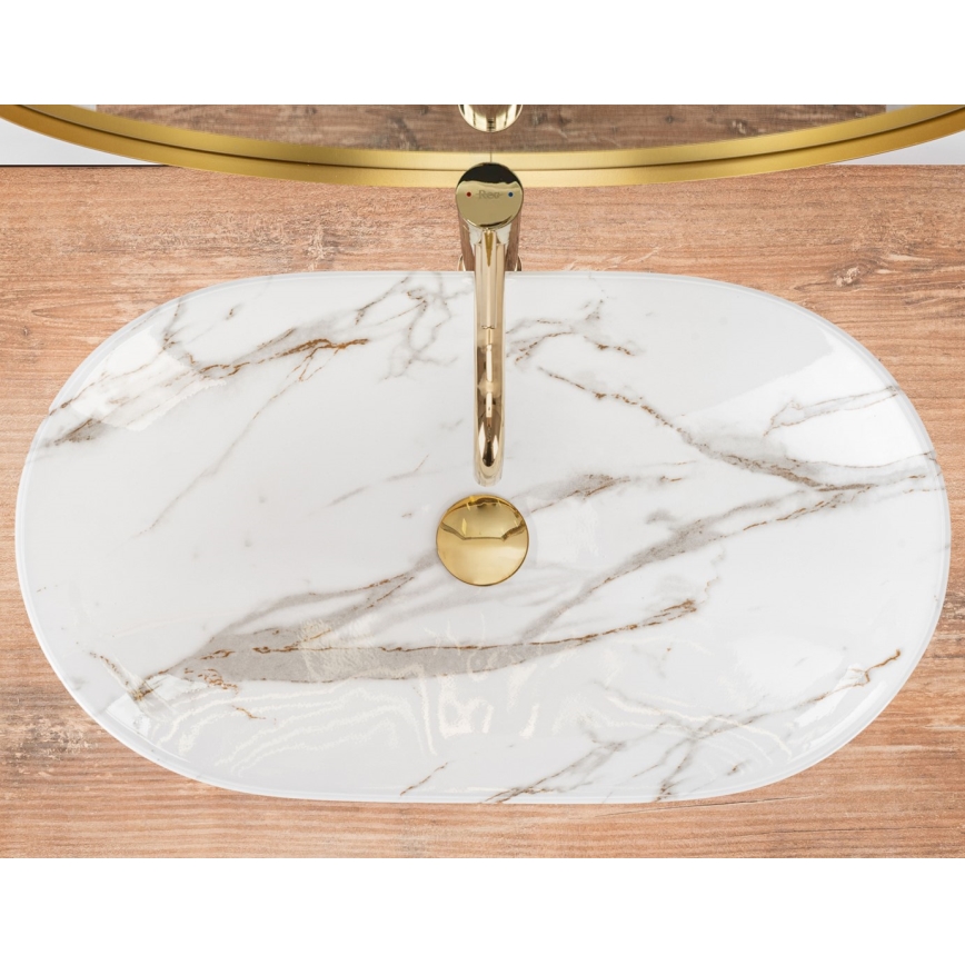 REA-U8597 - ROYAL Countertop Washbasin 36x62 cm, Ceramic / Marble Effect