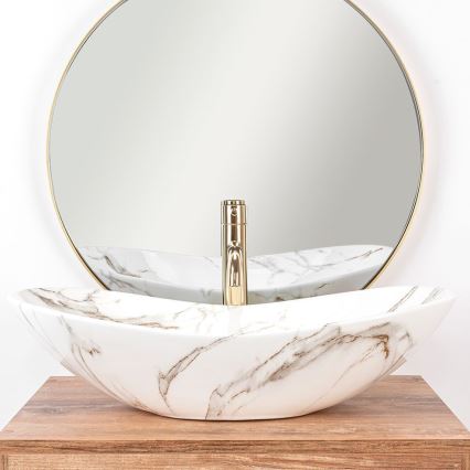 REA-U8597 - ROYAL Countertop Washbasin 36x62 cm, Ceramic / Marble Effect