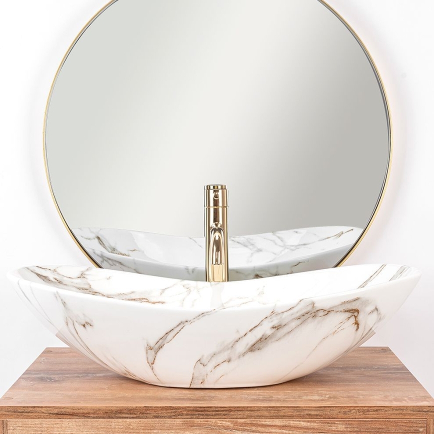 REA-U8597 - ROYAL Countertop Washbasin 36x62 cm, Ceramic / Marble Effect