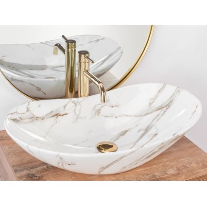 REA-U8597 - ROYAL Countertop Washbasin 36x62 cm, Ceramic / Marble Effect