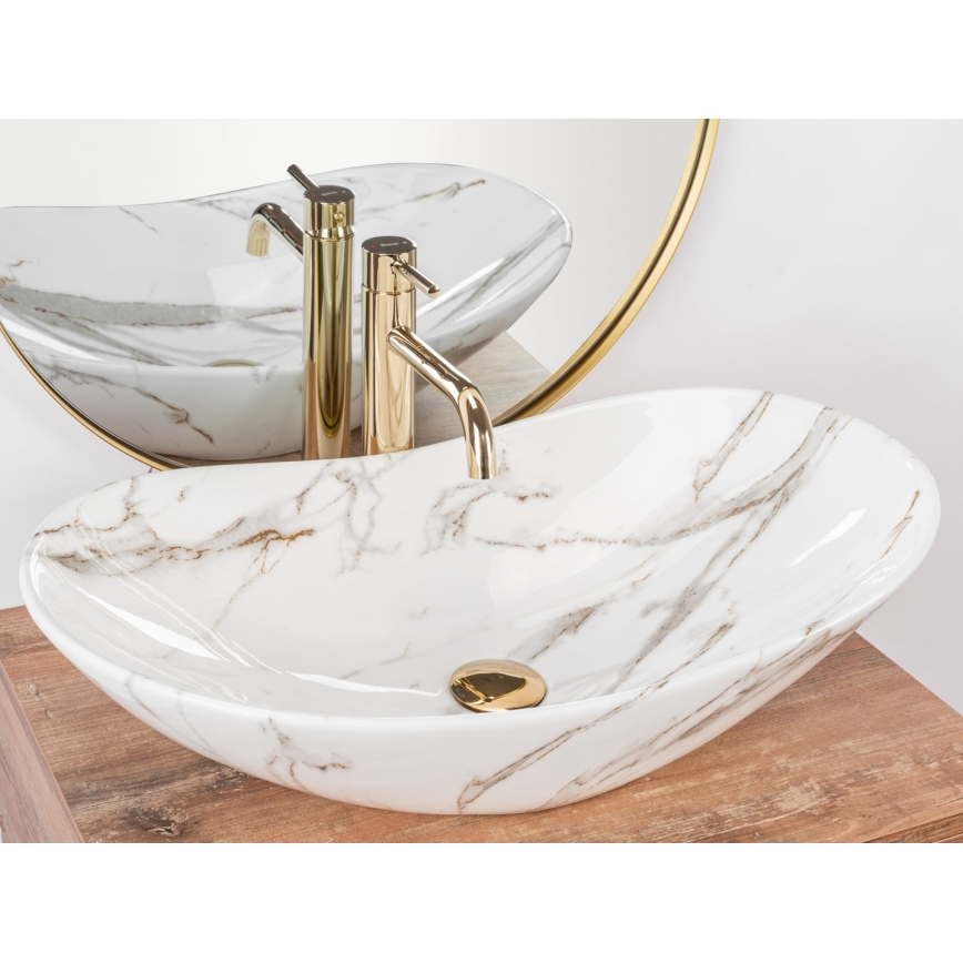 REA-U8597 - ROYAL Countertop Washbasin 36x62 cm, Ceramic / Marble Effect