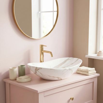 REA-U8598 - Countertop washbasin ROYAL 36x60,5 cm ceramic/marble decor