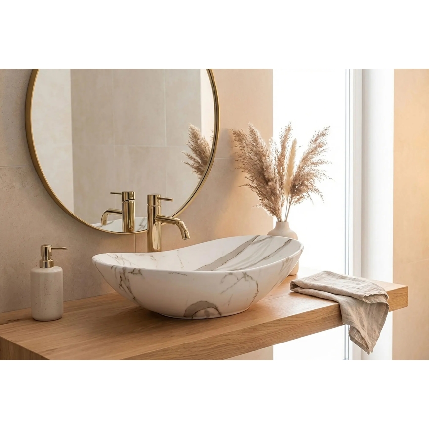 REA-U8598 - Countertop washbasin ROYAL 36x60,5 cm ceramic/marble decor