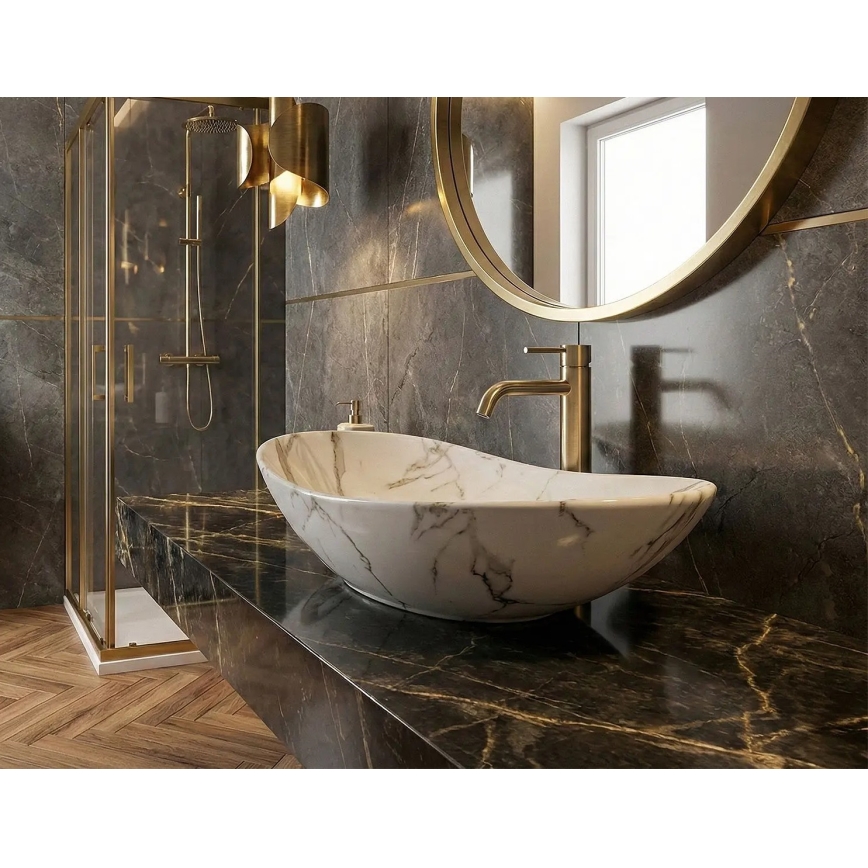 REA-U8598 - Countertop washbasin ROYAL 36x60,5 cm ceramic/marble decor