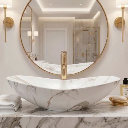 REA-U8598 - Countertop washbasin ROYAL 36x60,5 cm ceramic/marble decor