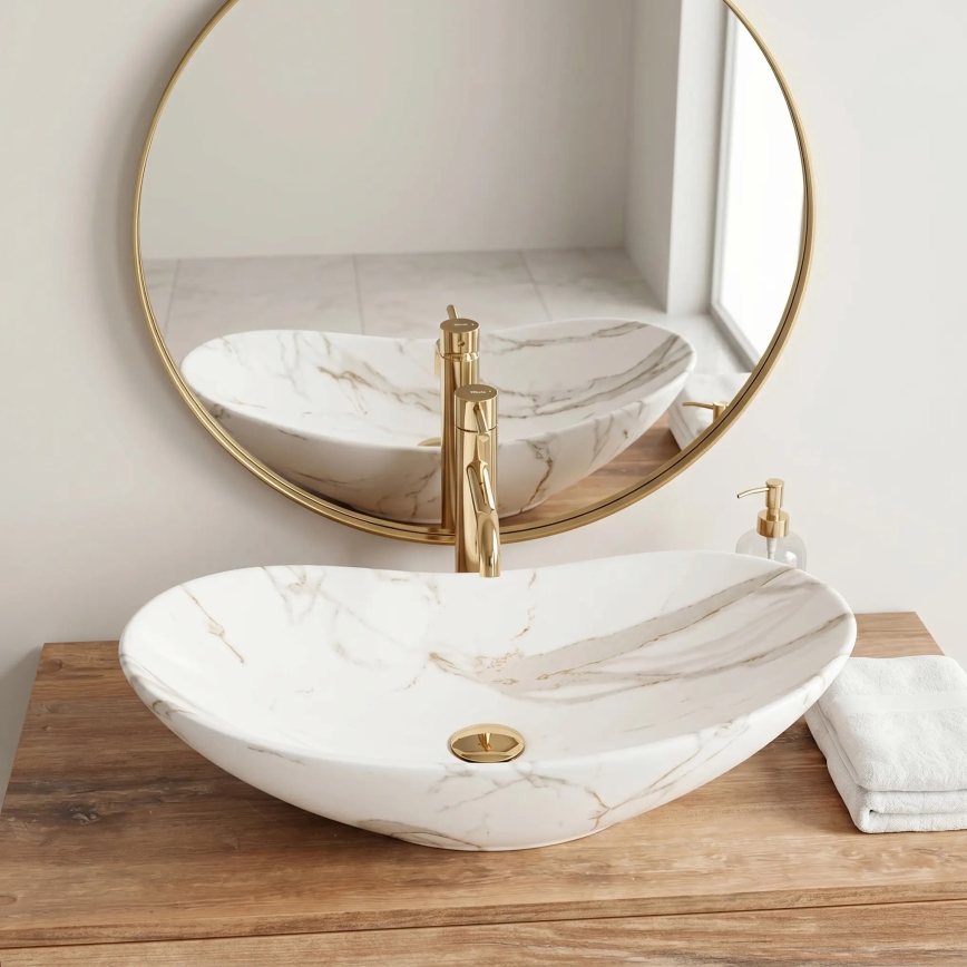 REA-U8598 - Countertop washbasin ROYAL 36x60,5 cm ceramic/marble decor