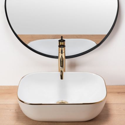 REA-U8736 - BELINDA Countertop Basin 33.5 x 46.5 cm ceramic/white/gold