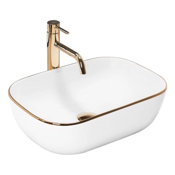 REA-U8736 - BELINDA Countertop Basin 33.5x46.5 cm ceramic/white/gold