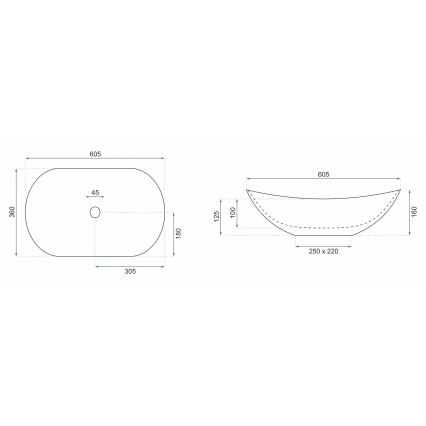 REA-U8742 - ROYAL Countertop Basin 36 x 60.5 cm, ceramic/white/stone-effect
