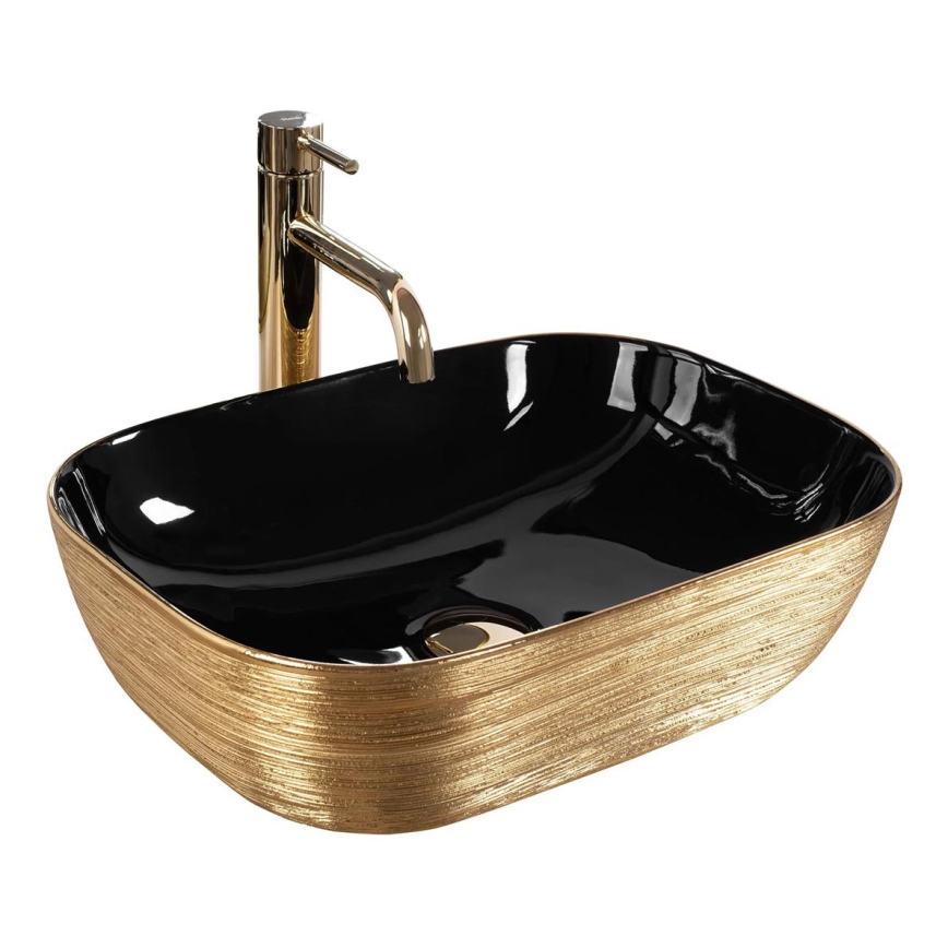 REA-U8780 - BELINDA Countertop Basin 33 x 46.5 cm ceramic/black/gold