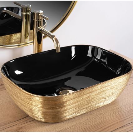 REA-U8780 - BELINDA Countertop Basin 33 x 46.5 cm ceramic/black/gold