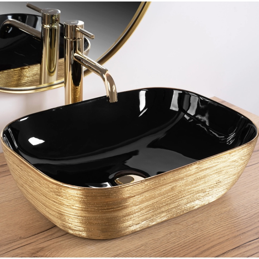 REA-U8780 - BELINDA Countertop Basin 33 x 46.5 cm ceramic/black/gold