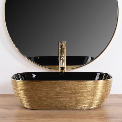 REA-U8780 - BELINDA Countertop Basin 33 x 46.5 cm ceramic/black/gold