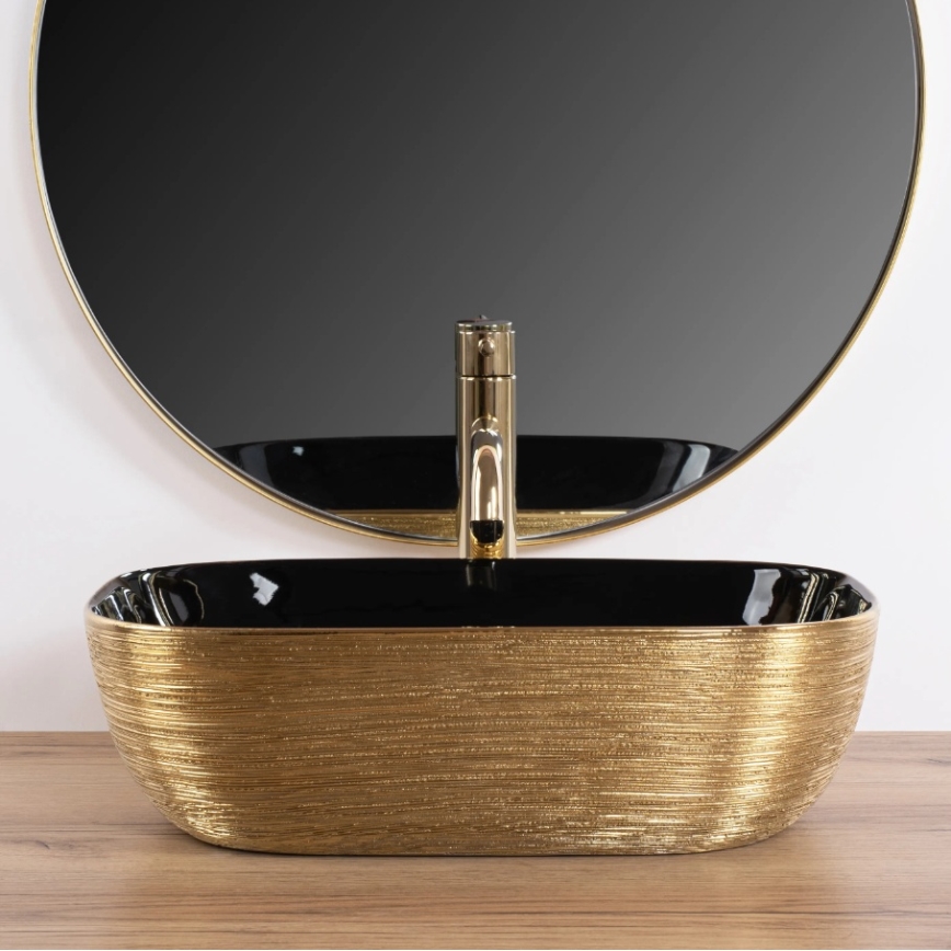 REA-U8780 - BELINDA Countertop Basin 33 x 46.5 cm ceramic/black/gold