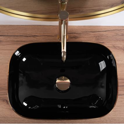 REA-U8780 - BELINDA Countertop Basin 33 x 46.5 cm ceramic/black/gold