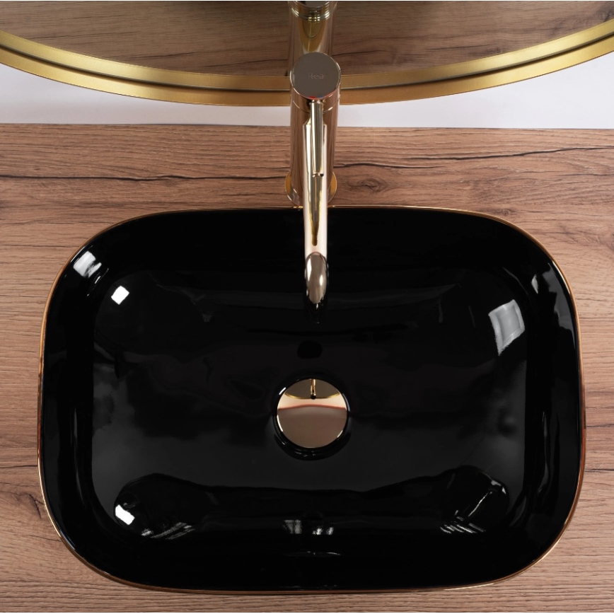 REA-U8780 - BELINDA Countertop Basin 33 x 46.5 cm ceramic/black/gold