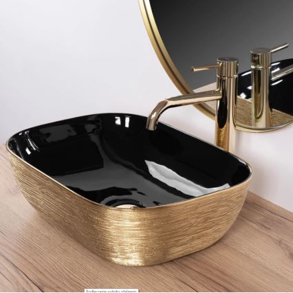 REA-U8780 - BELINDA Countertop Basin 33 x 46.5 cm ceramic/black/gold