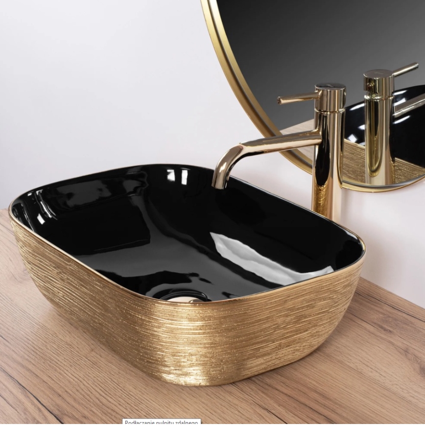 REA-U8780 - BELINDA Countertop Basin 33 x 46.5 cm ceramic/black/gold