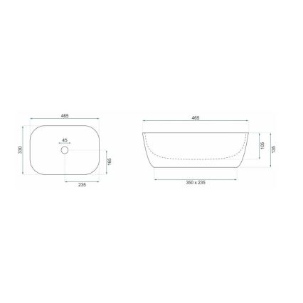 REA-U8780 - BELINDA Countertop Basin 33 x 46.5 cm ceramic/black/gold