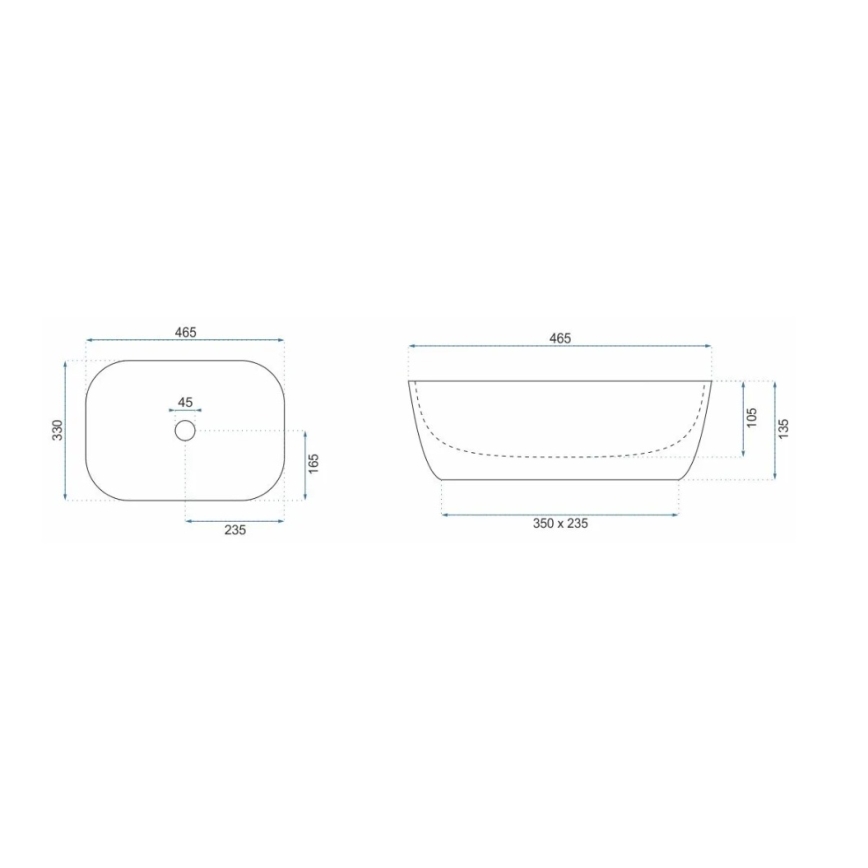 REA-U8780 - BELINDA Countertop Basin 33 x 46.5 cm ceramic/black/gold