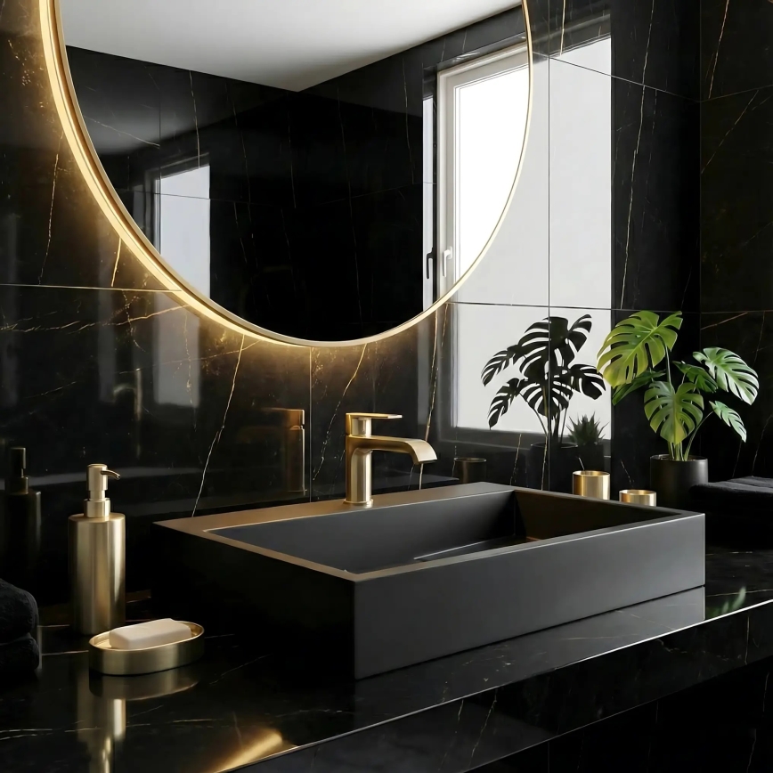 REA-U8802 - GOYA Countertop Basin 46 x 70 cm, Quartz Composite / Matte Black
