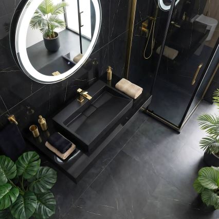 REA-U8802 - GOYA Countertop Basin 46 x 70 cm, Quartz Composite / Matte Black