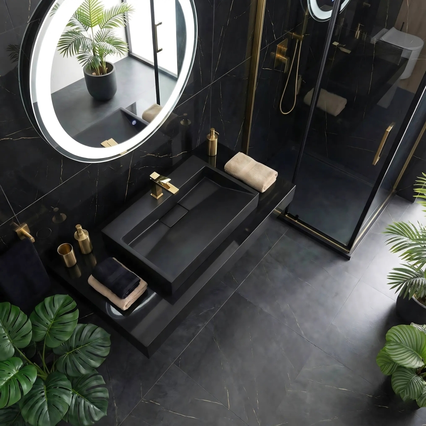 REA-U8802 - GOYA Countertop Basin 46 x 70 cm, Quartz Composite / Matte Black