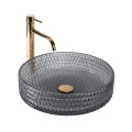 REA-U8880 - CRISTAL Countertop Basin Ø 39 cm glass/smoked gray