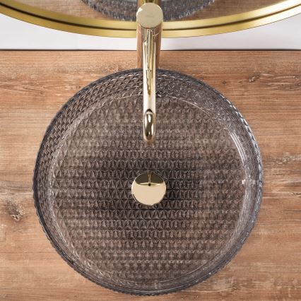 REA-U8880 - CRISTAL Countertop Basin Ø 39 cm glass/smoked gray