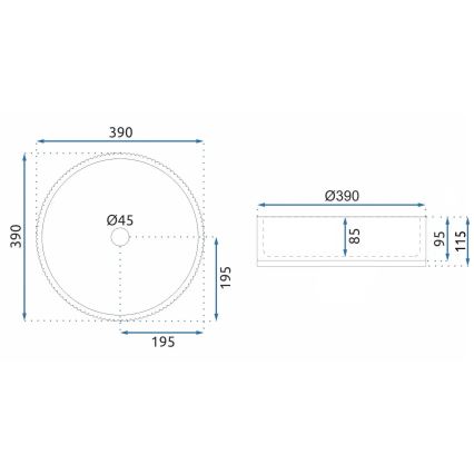 REA-U8880 - CRISTAL Countertop Basin Ø 39 cm glass/smoked gray