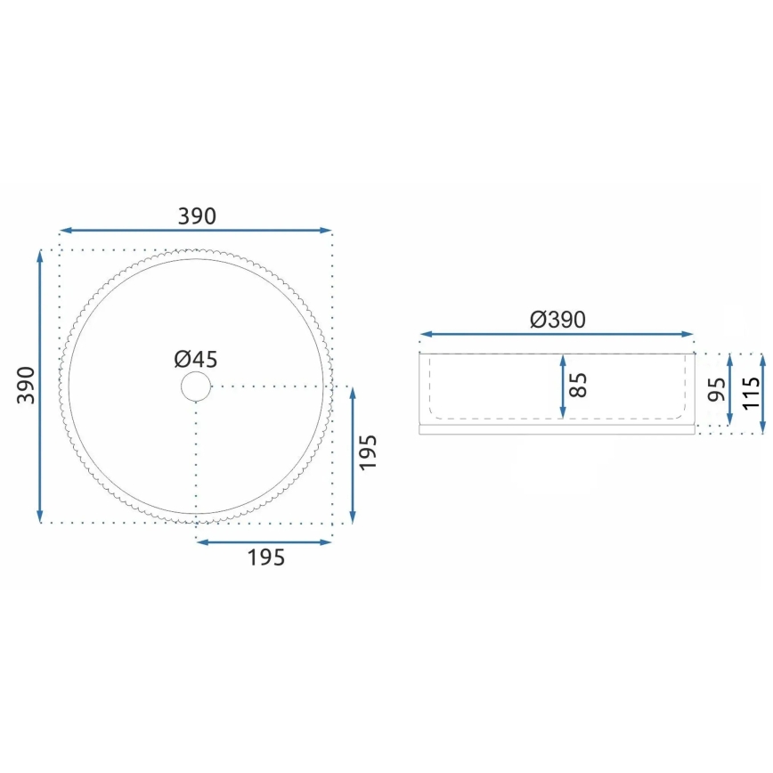 REA-U8880 - CRISTAL Countertop Basin Ø 39 cm glass/smoked gray