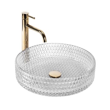 REA-U8881 - Countertop washbasin CRISTAL Ø 39 cm glass/clear