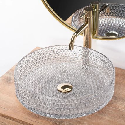 REA-U8881 - Countertop washbasin CRISTAL Ø 39 cm glass/clear