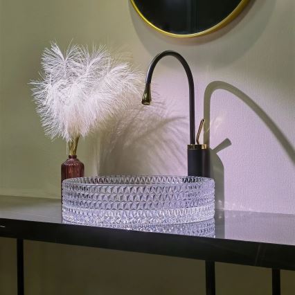 REA-U8881 - Countertop washbasin CRISTAL Ø 39 cm glass/clear