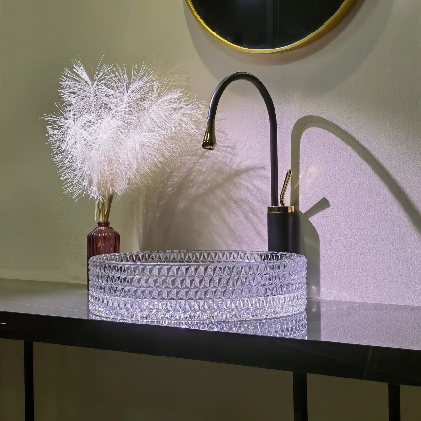 REA-U8881 - Countertop washbasin CRISTAL Ø 39 cm glass/clear