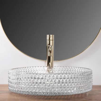 REA-U8881 - Countertop washbasin CRISTAL Ø 39 cm glass/clear