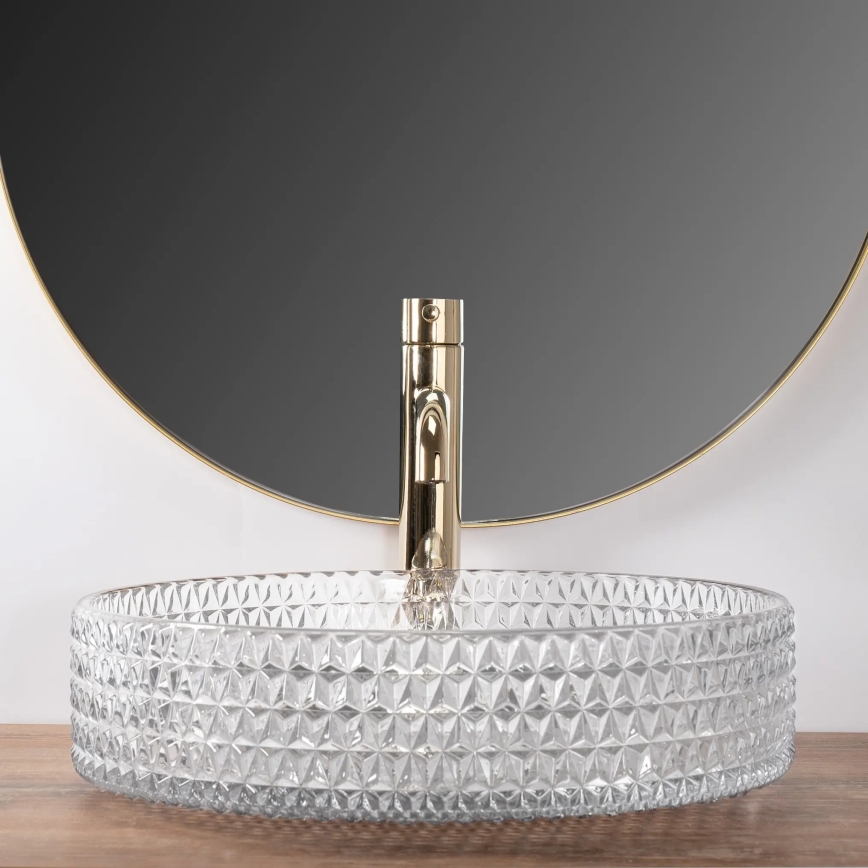 REA-U8881 - Countertop washbasin CRISTAL Ø 39 cm glass/clear