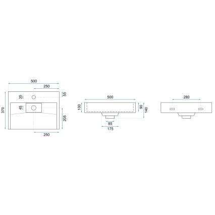 REA-U8900 - GOYA Countertop Basin 37x50 cm Mineral Composite/Matte White