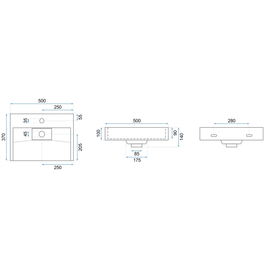 REA-U8900 - GOYA Countertop Basin 37x50 cm Mineral Composite/Matte White