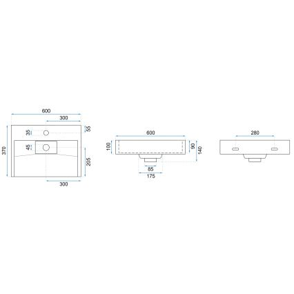 REA-U8901 - GOYA 37x60 cm Countertop Basin, stone composite/matte white