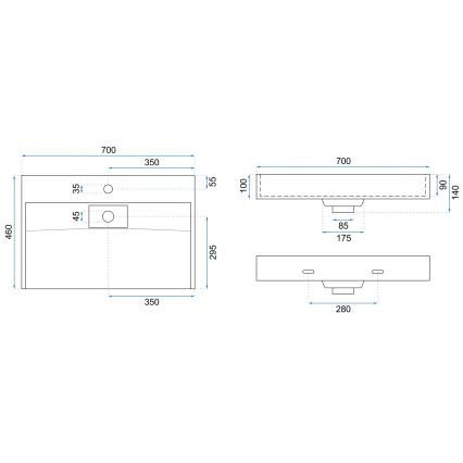 REA-U8902 - GOYA 46x70 cm countertop basin, stone composite / matte white