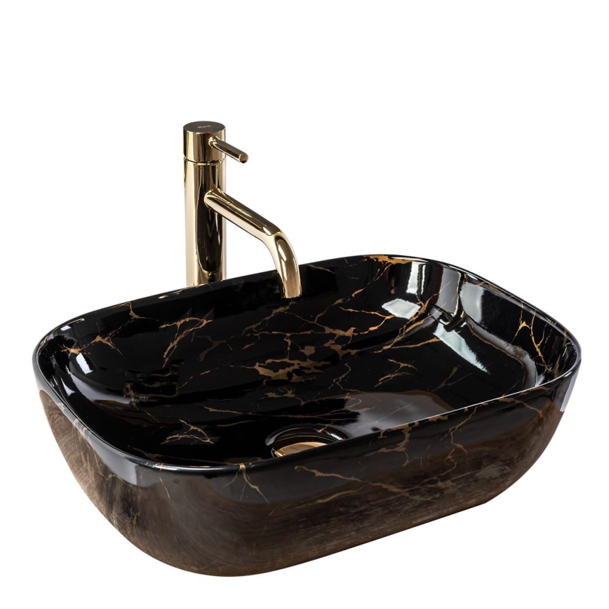 REA-U8907 - BELINDA Countertop Basin 33.5 x 46.5 cm ceramic/black/marble-effect