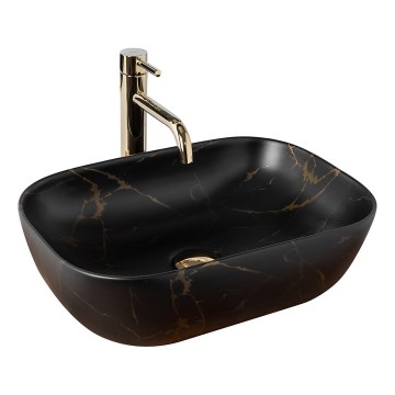REA-U8908 - BELINDA Countertop Basin 33,5x46,5 cm ceramic/black/marble effect