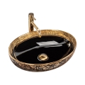 REA-U8978 - MARGOT Countertop Basin 40x52 cm, Ceramic/Black/Gold
